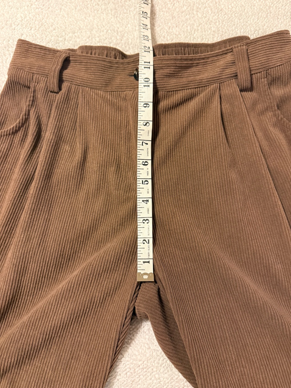 HALARA High Waisted Corduroy Pleated Straight Pants Acorn Brown Relaxed Trousers - Picture 8 of 12